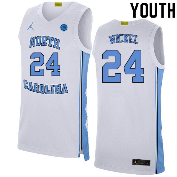 Youth #24 Tyler Nickel North Carolina Tar Heels College Basketball Jerseys Sale-White